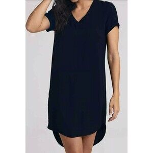 Anthropologie Cloth & Stone Navy Blue V-Neck T-Shirt Casual Dress Women's sz XS